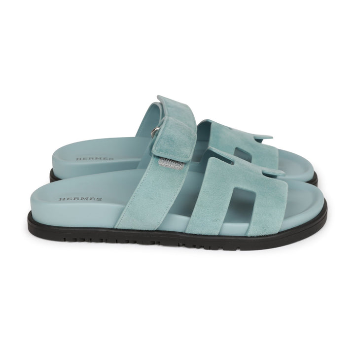 Top quality Hermes Chypre Sandals Bleu Suede 37