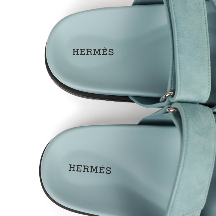 Top quality Hermes Chypre Sandals Bleu Suede 37