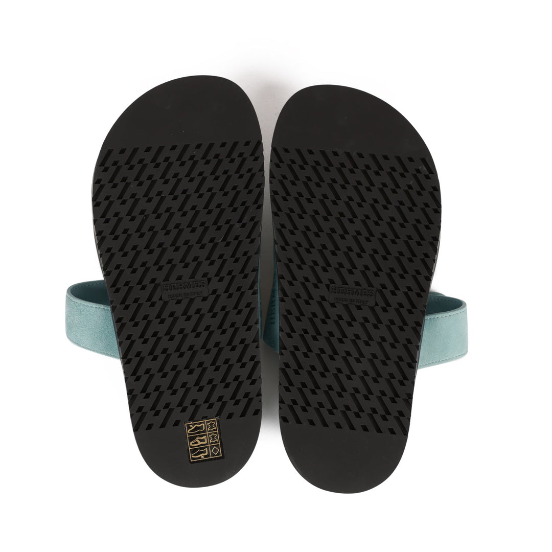 Top quality Hermes Chypre Sandals Bleu Suede 37