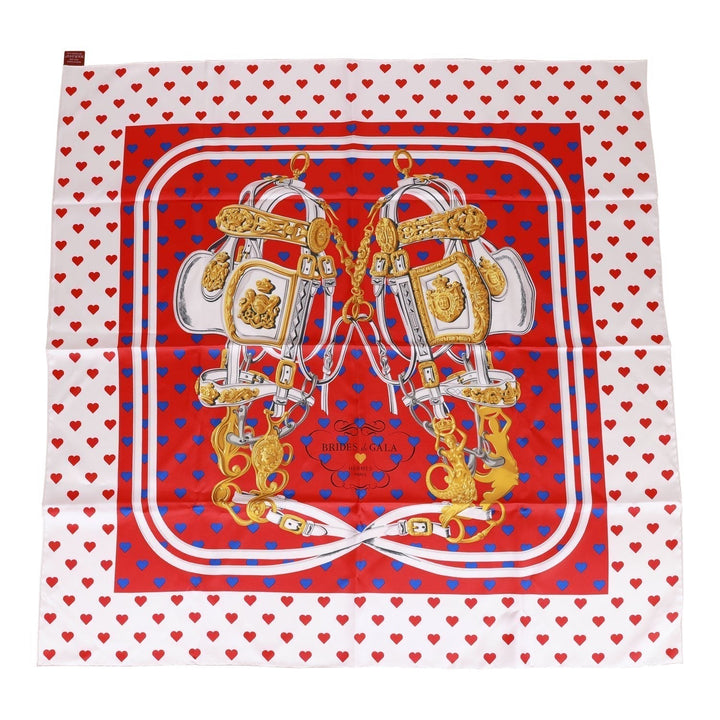 Top quality Hermes "Brides de Gala Love" Red Silk Twill Scarf 90cm