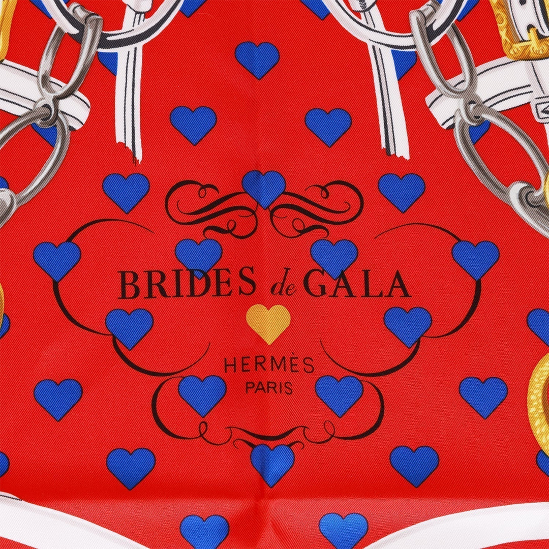 Top quality Hermes "Brides de Gala Love" Red Silk Twill Scarf 90cm