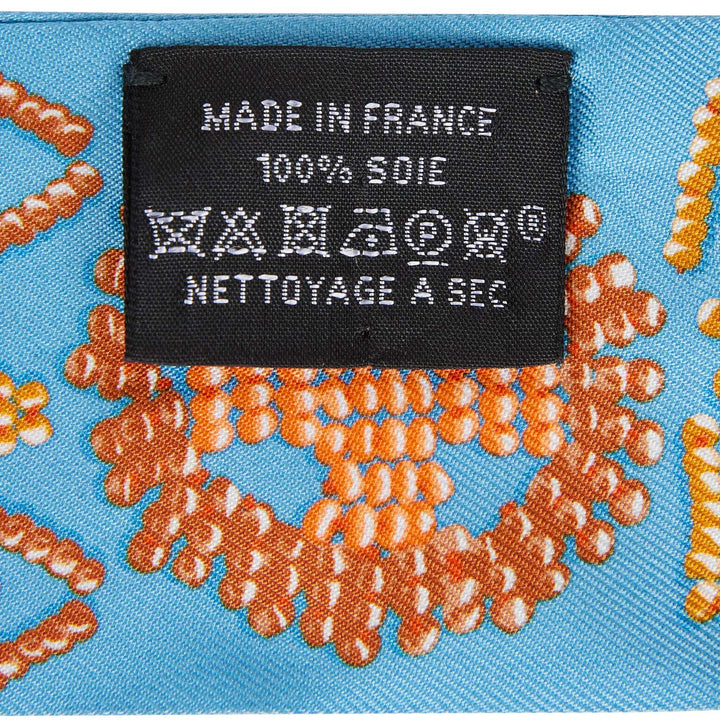 Top quality Hermes "Kelly en Perles" Bleu Azur Silk Twilly