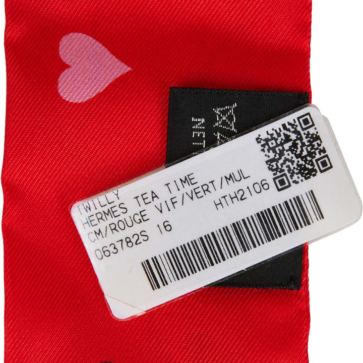 Top quality Hermes "Tea Time" Rouge Vif Silk Twilly Pair