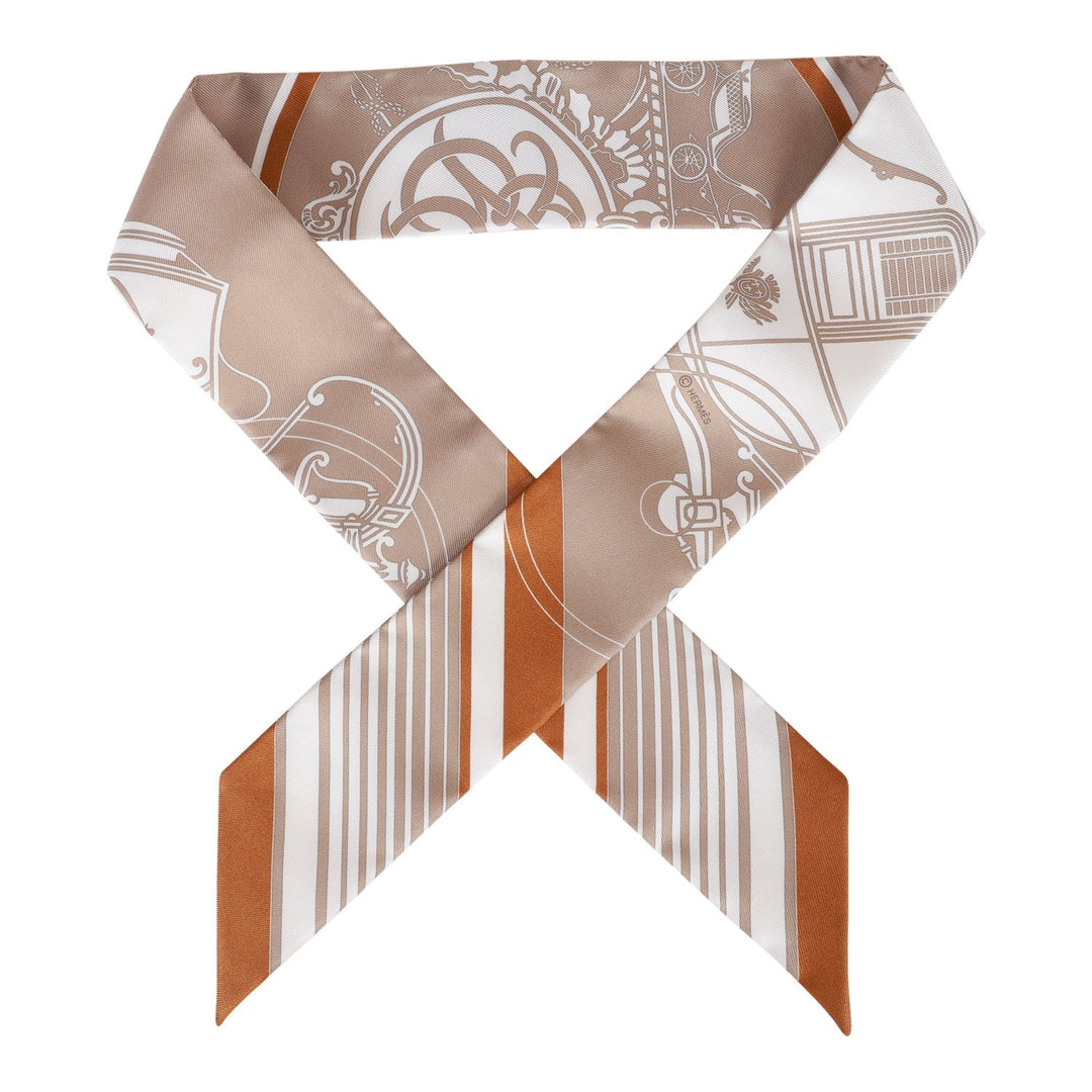 Top quality Hermes "Ex-Libris Les Parisiennes" Beige Silk Twilly