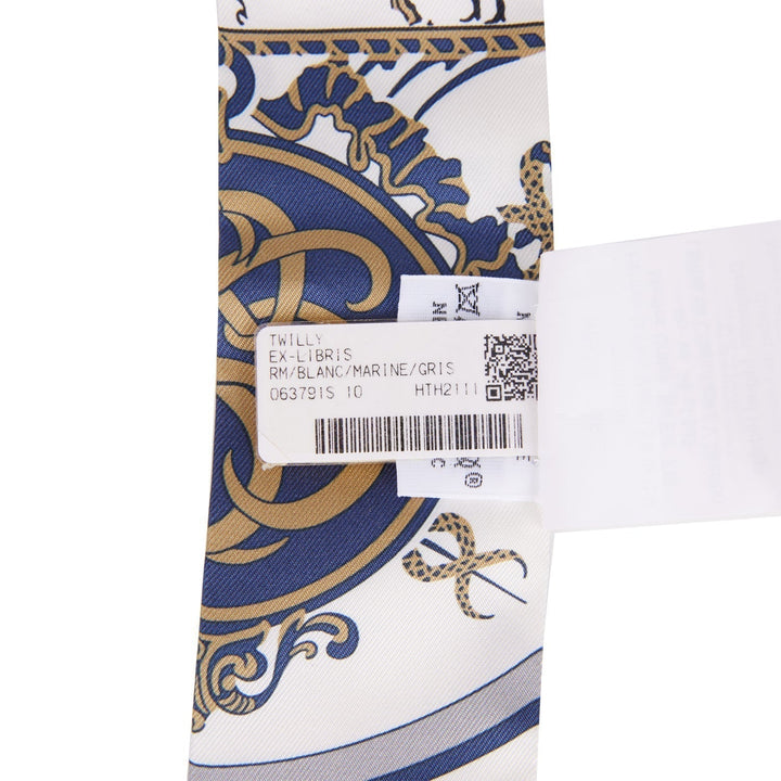 Hermes "Ex-Libris Les Parisiennes" White Silk Twilly Pair