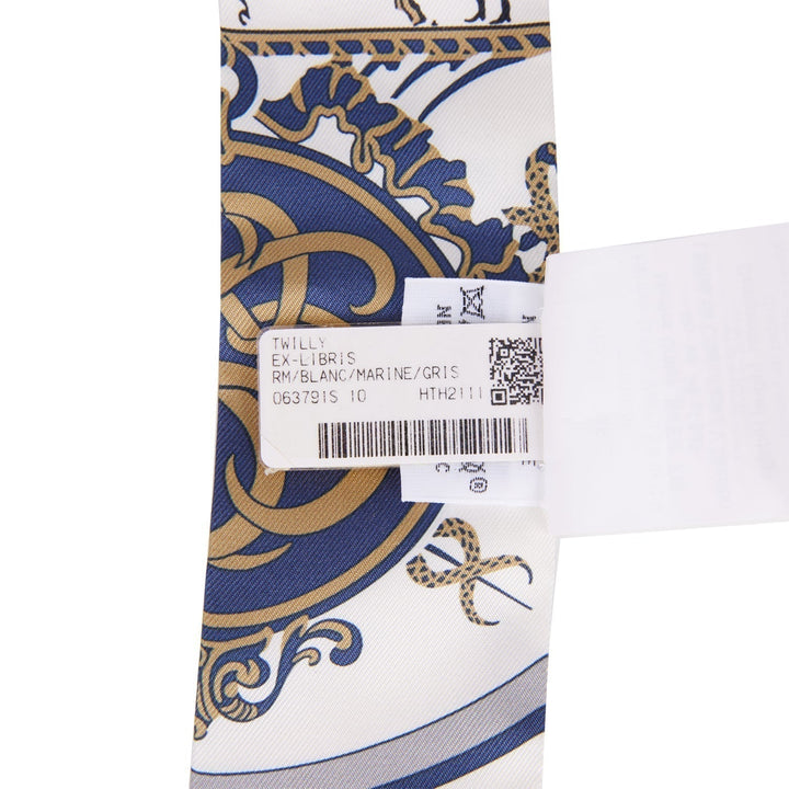 Top quality Hermes "Ex-Libris Les Parisiennes" White Silk Twilly Pair