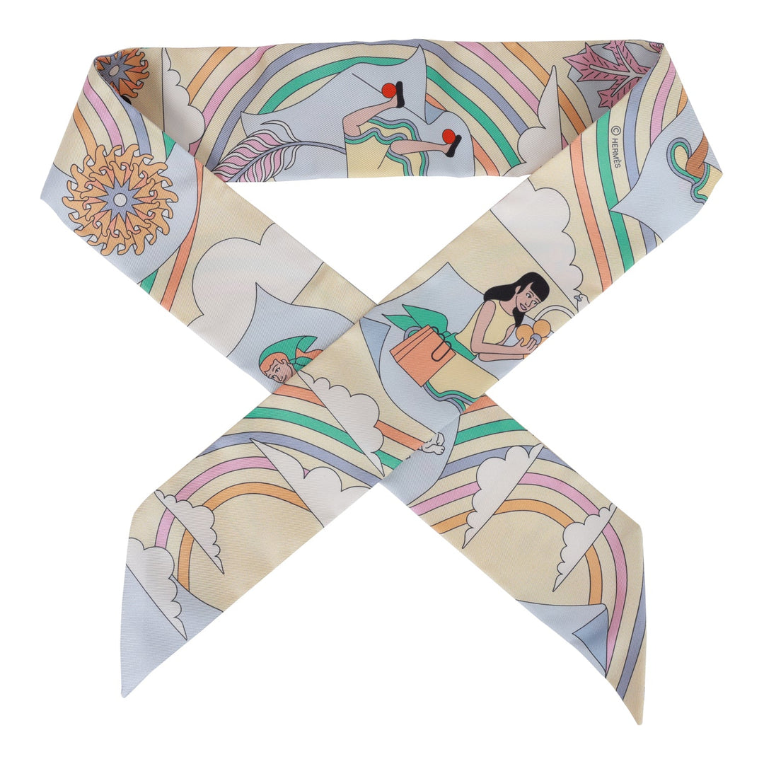 Top quality Hermes "Carres Volants" Soufre Silk Twilly