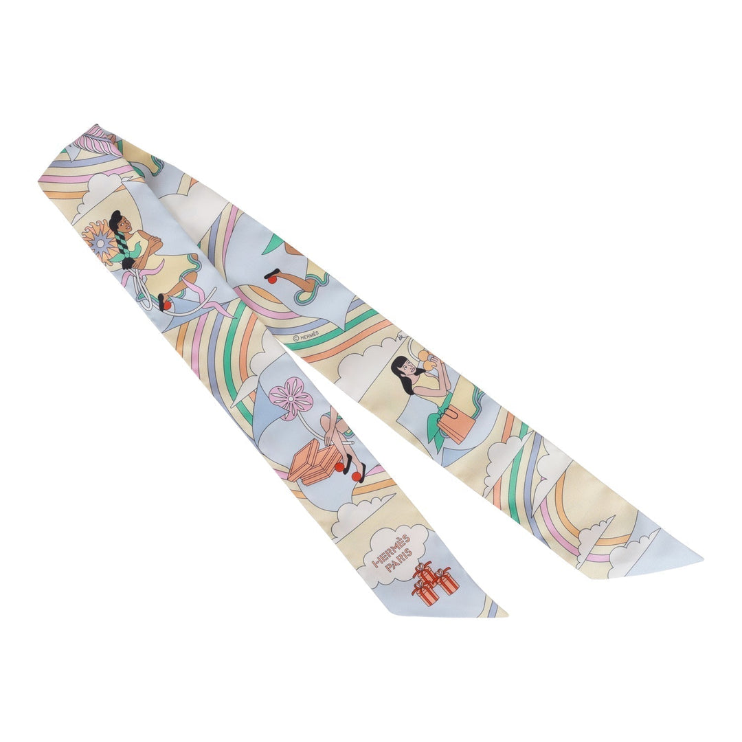 Top quality Hermes "Carres Volants" Soufre Silk Twilly