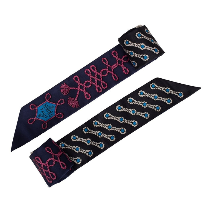 Top quality Hermes "Galons et Brandenbourgs" Silk Twilly Pair