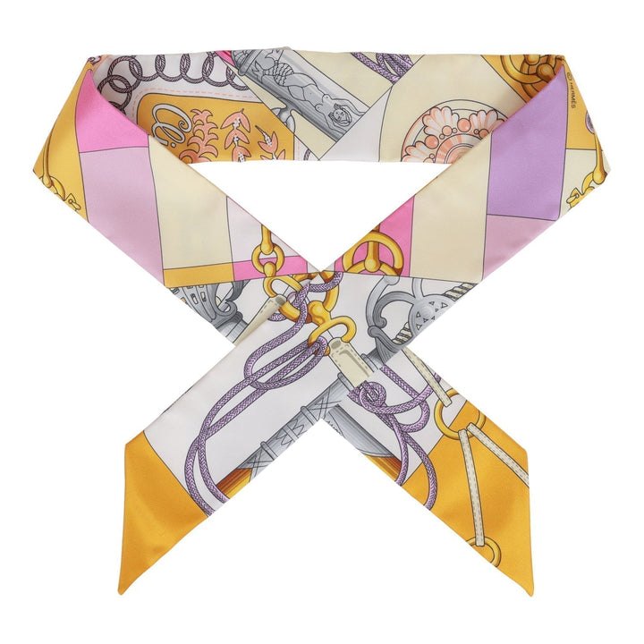 Top quality Hermes "Cliquetis" Bouton D'Or Silk Twilly