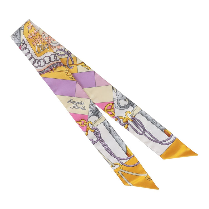 Top quality Hermes "Cliquetis" Bouton D'Or Silk Twilly