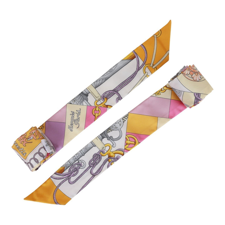 Top quality Hermes "Cliquetis" Bouton D'Or Silk Twilly