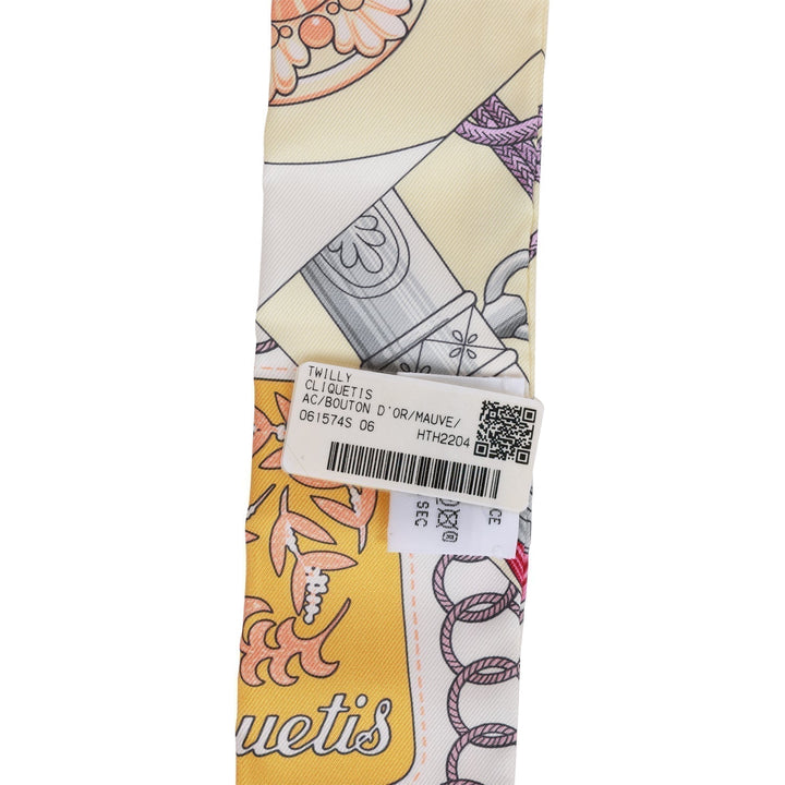 Top quality Hermes "Cliquetis" Bouton D'Or Silk Twilly