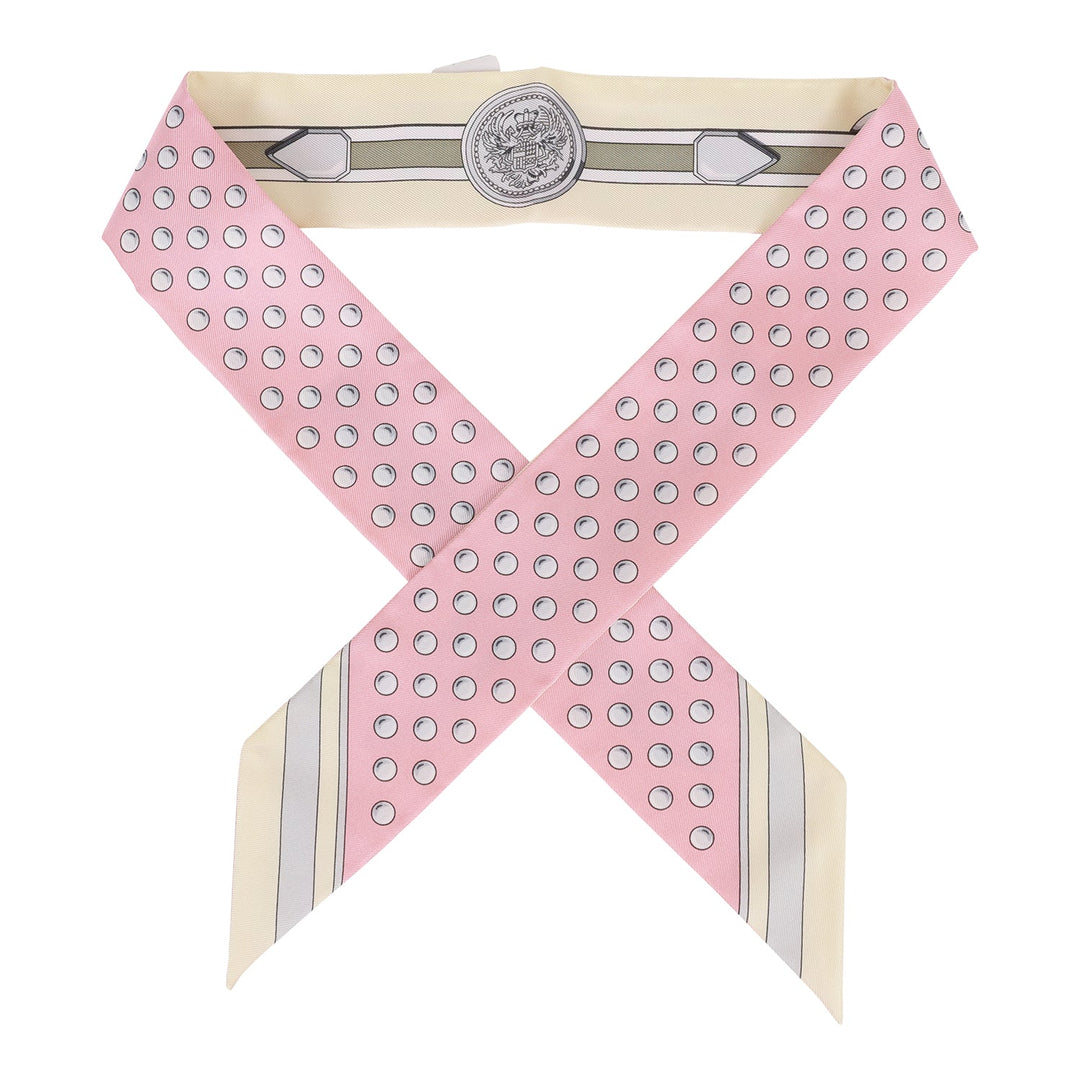 Hermes "Grand Tralala" Rose Poudre Silk Twilly