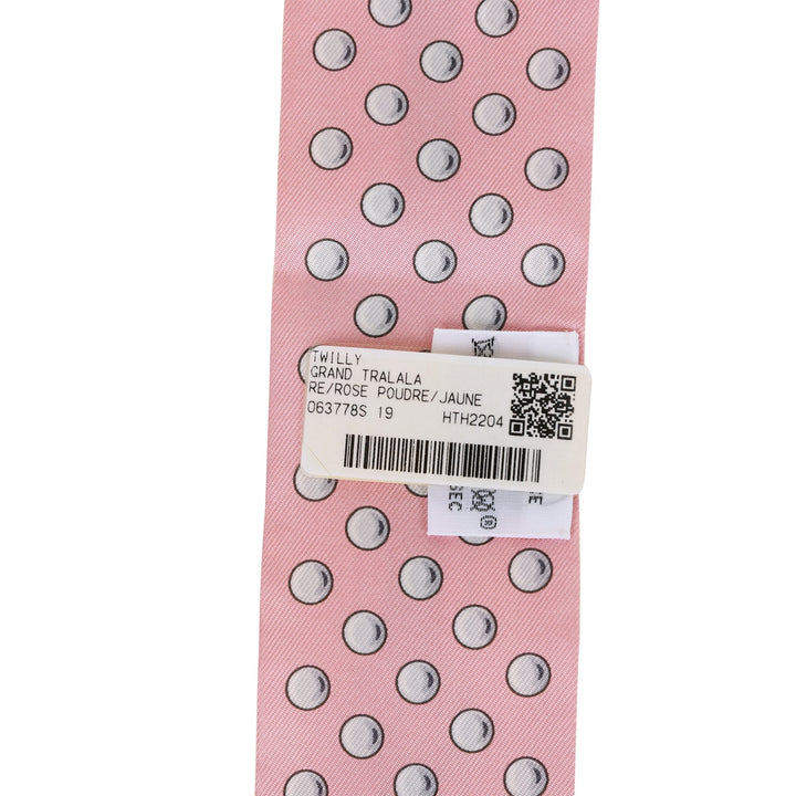 Hermes "Grand Tralala" Rose Poudre Silk Twilly