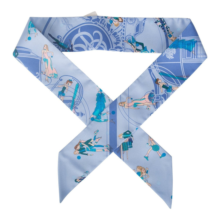 Top quality Hermes "Ex-Libris Les Parisiennes" Ciel Silk Twilly Pair