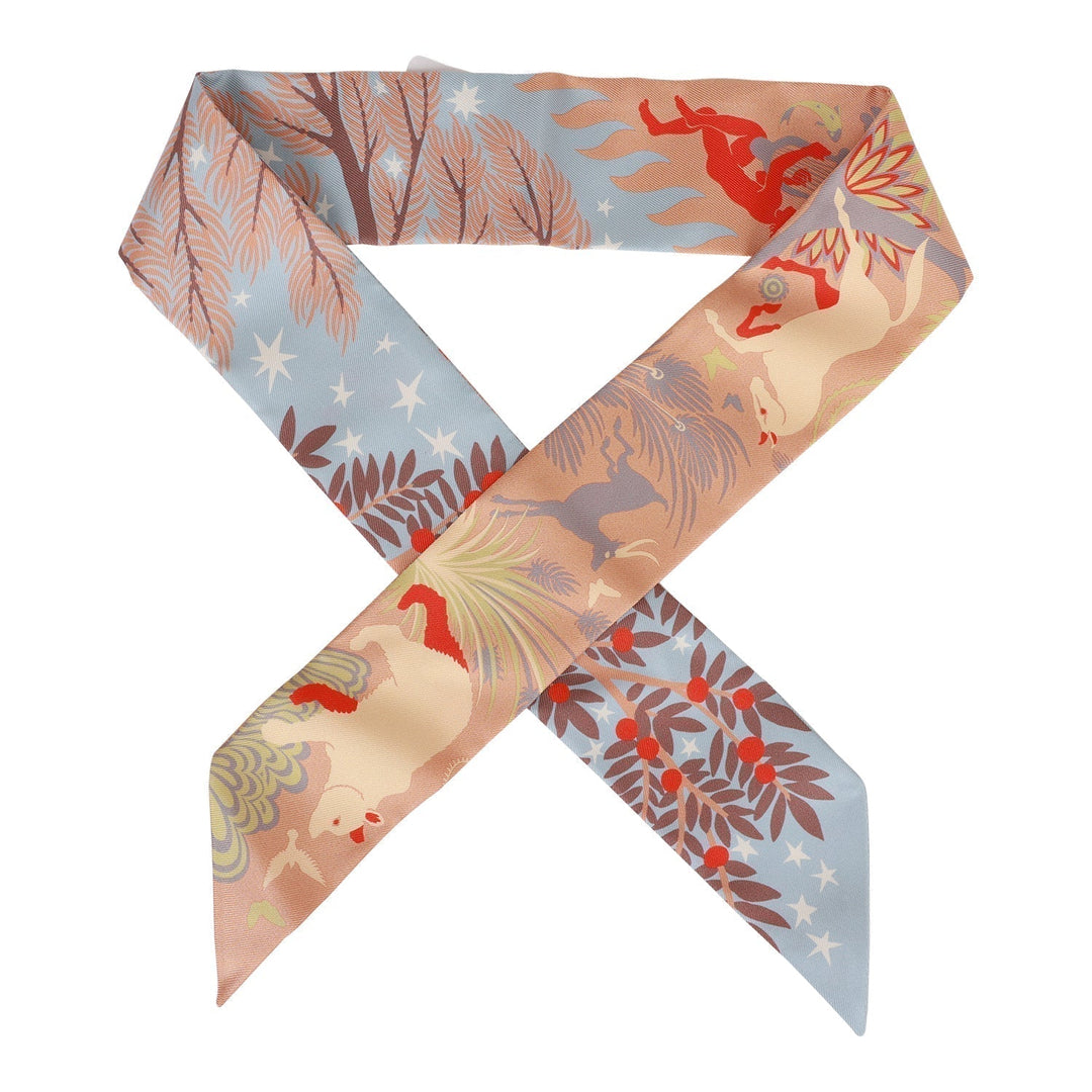 Top quality Hermes "Sous Le Charme D'Orphee" Ciel Silk Twilly Pair