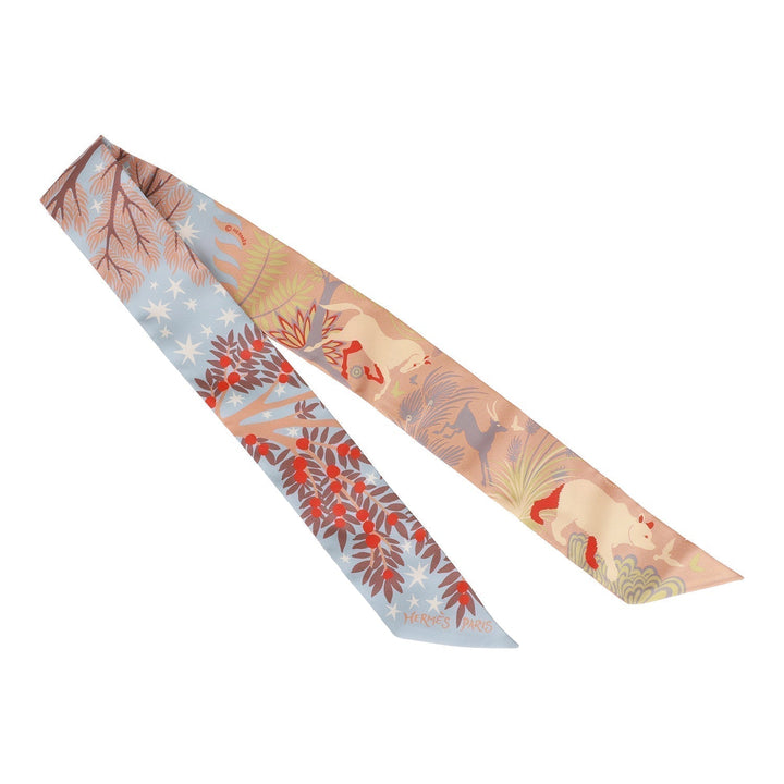 Top quality Hermes "Sous Le Charme D'Orphee" Ciel Silk Twilly Pair