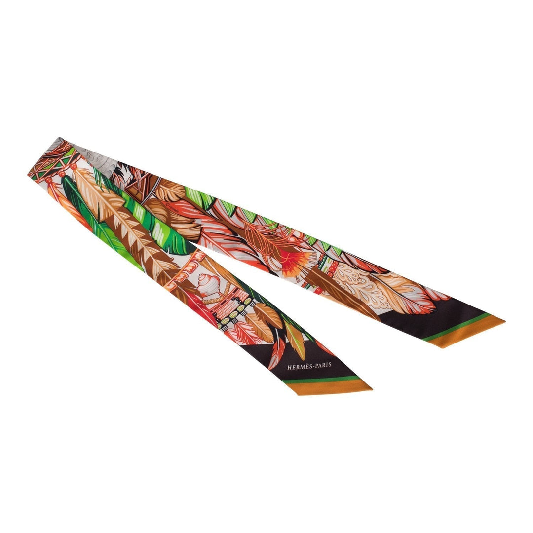Top quality Hermes "Danse Pacifique" Green Silk Twilly Pair