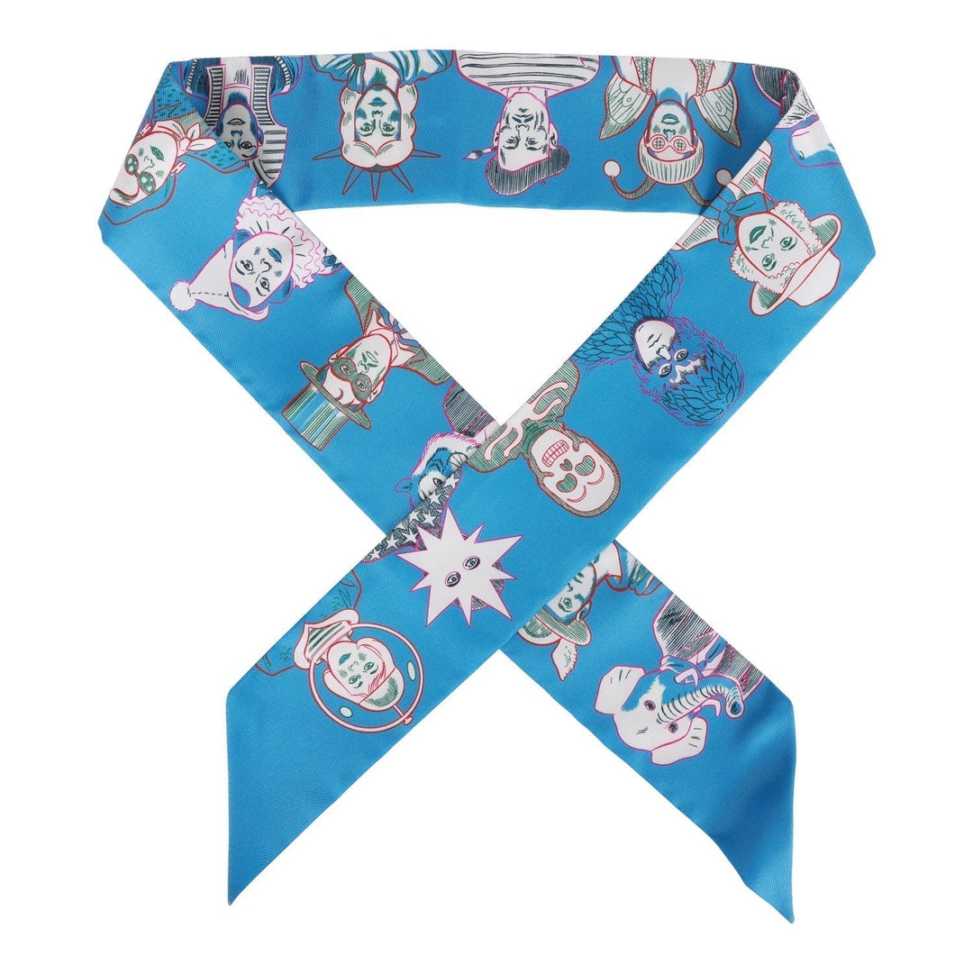 Top quality Hermes "Dress Code" Bleu Azur Silk Twilly Pair