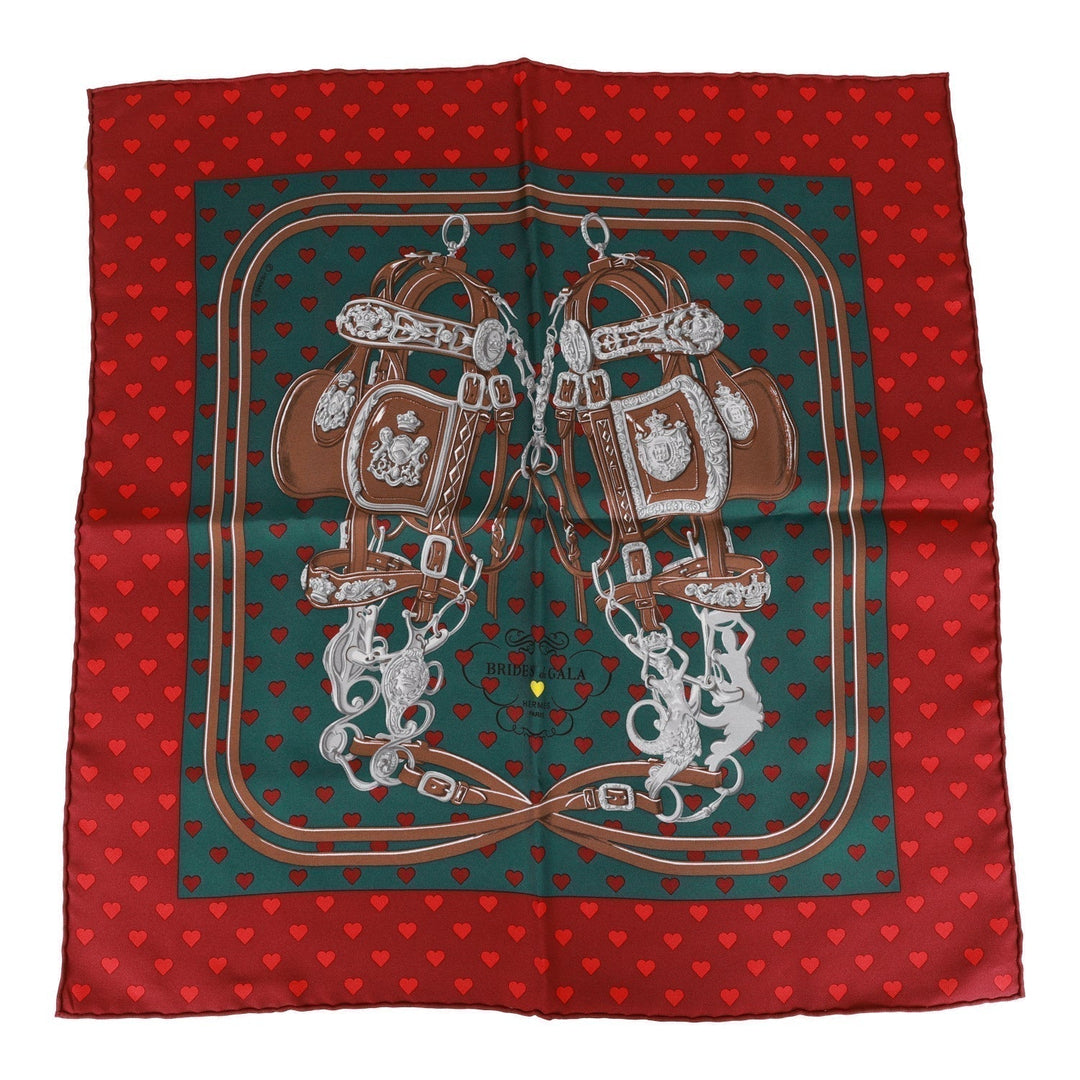 Top quality Hermes "Brides de Gala Love" Bordeaux Silk Pocket Square Scarf 45cm