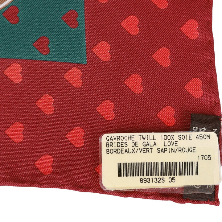 Top quality Hermes "Brides de Gala Love" Bordeaux Silk Pocket Square Scarf 45cm