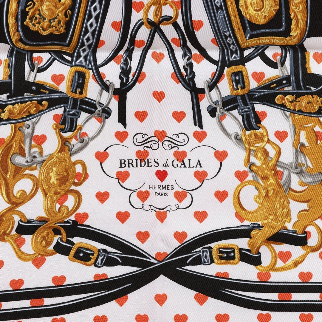 Top quality Hermes "Brides de Gala Love" Black Silk Pocket Square Scarf 45cm