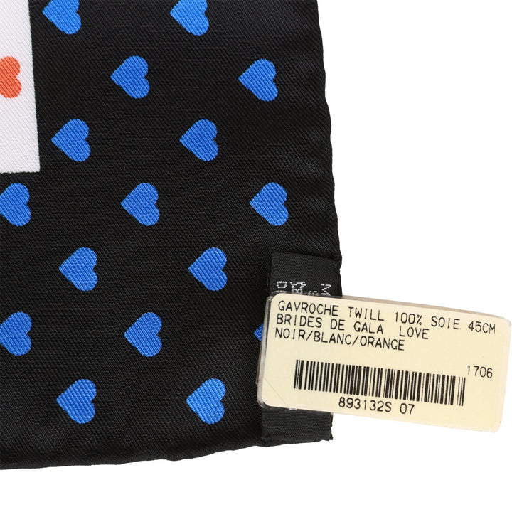 Top quality Hermes "Brides de Gala Love" Black Silk Pocket Square Scarf 45cm