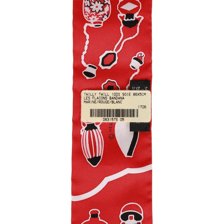 Top quality Hermes "Les Falcons" Red Silk Twilly