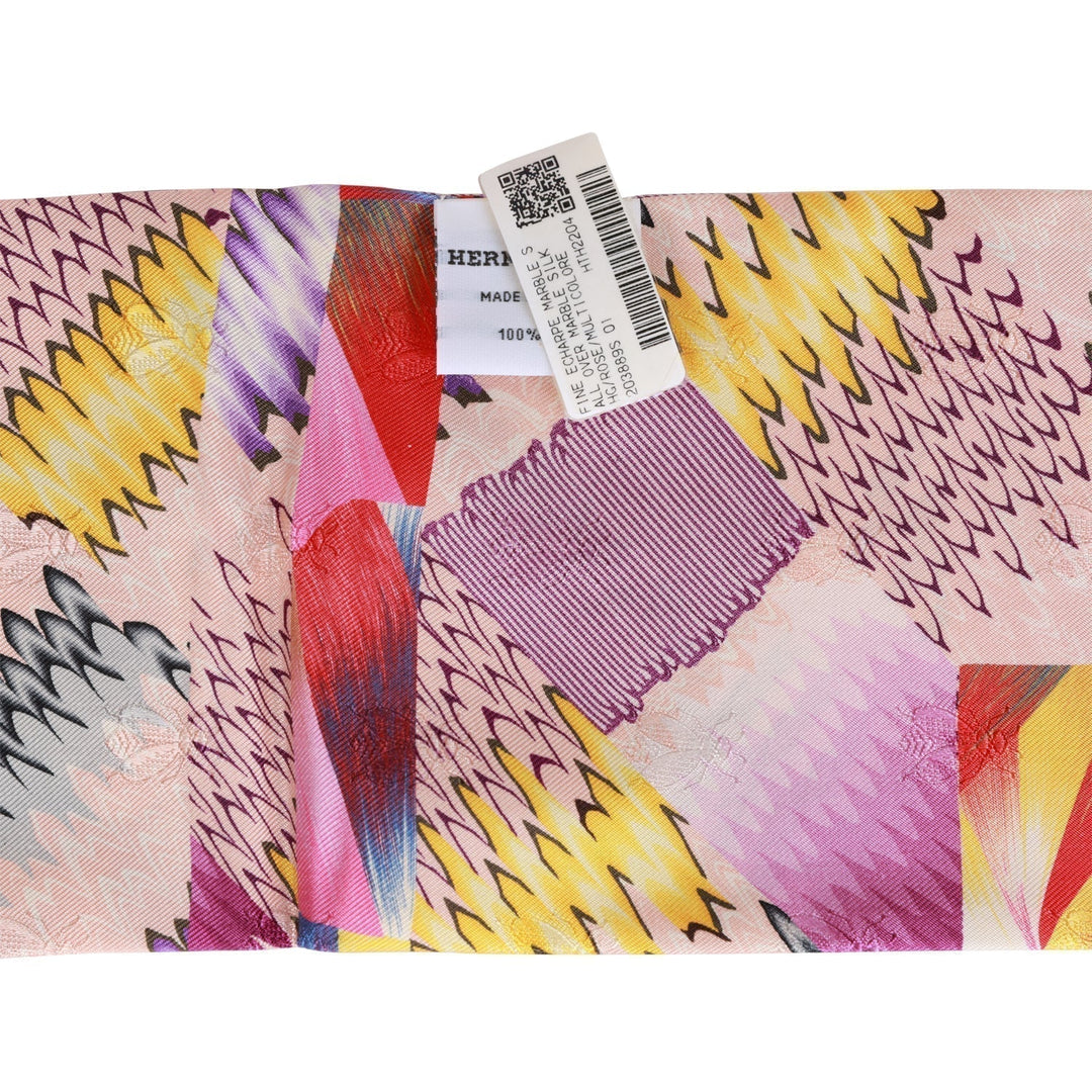 Top quality Hermes Fine Echarpe Marble All Over Fringed Silk Muffler Scarf