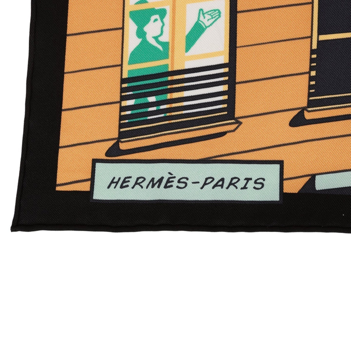 Top quality Hermes "Minuit au Faubourg" Black Silk Twill Scarf 70cm