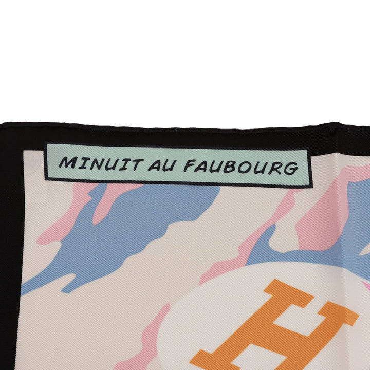 Top quality Hermes "Minuit au Faubourg" Black Silk Twill Scarf 70cm