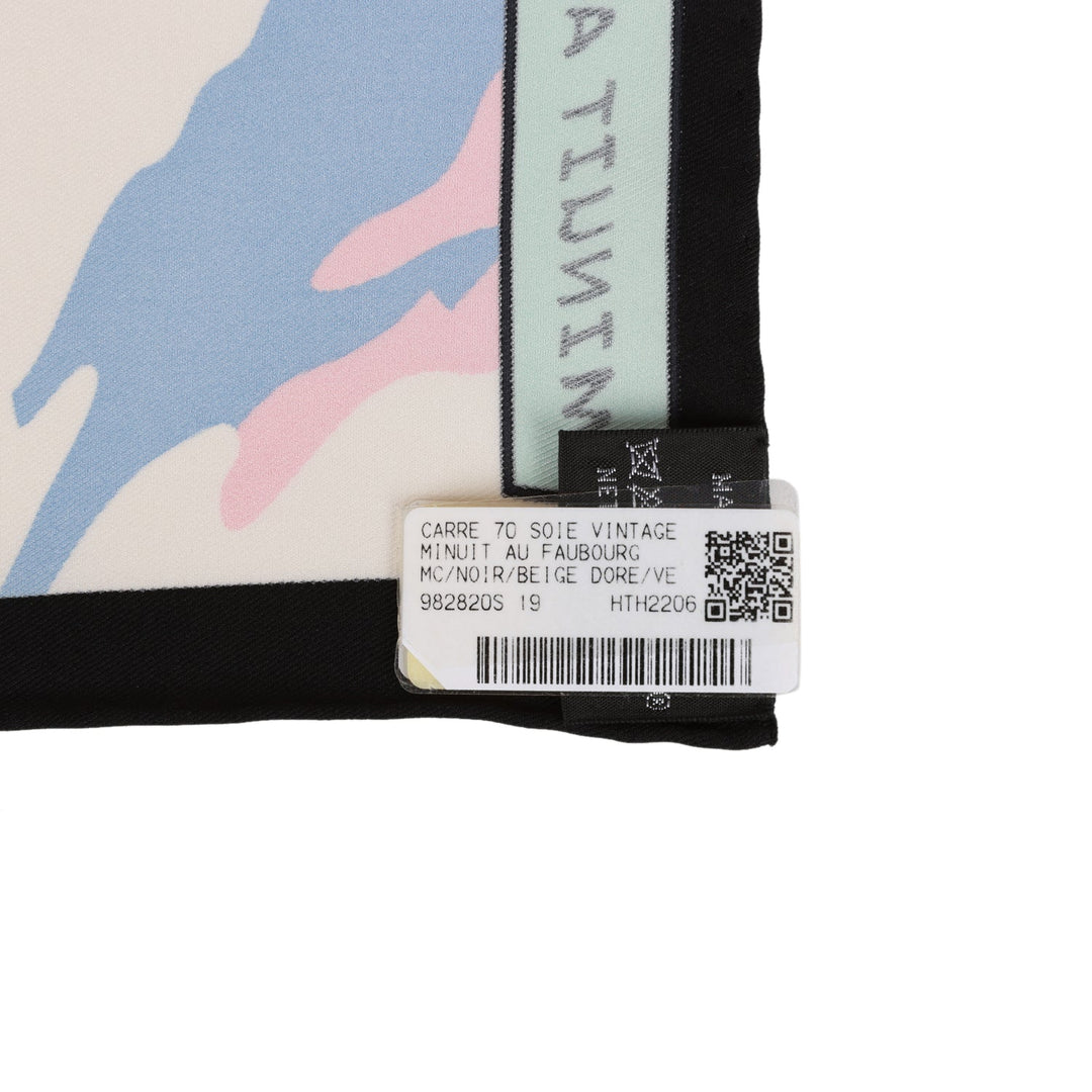 Top quality Hermes "Minuit au Faubourg" Black Silk Twill Scarf 70cm