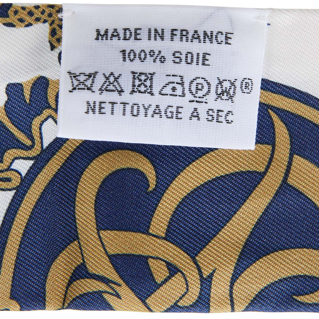Hermes "Ex-Libris Les Parisiennes" White Silk Twilly