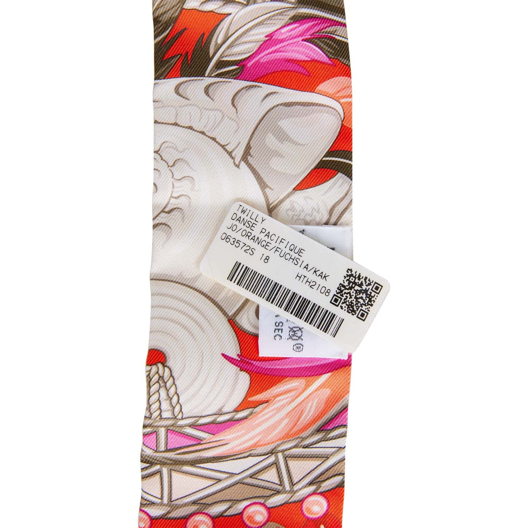 Top quality Hermes "Danse Pacifique" Orange Silk Twilly Pair