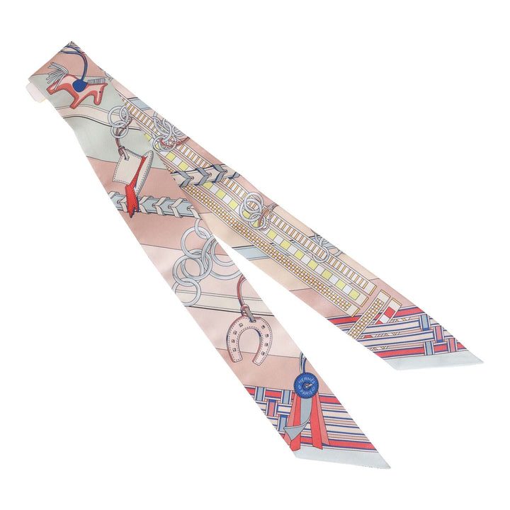 Top quality Hermes "Brides Et Gris" Pink Silk Twilly Pair