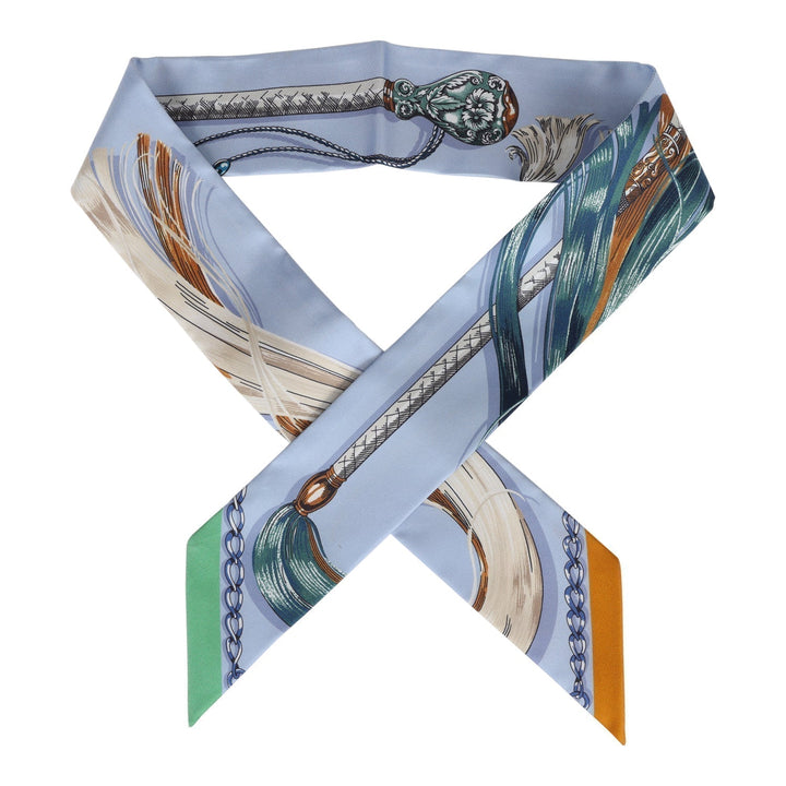 Top quality Hermes "Cavalcades" Bleu Ciel Silk Twilly Pair