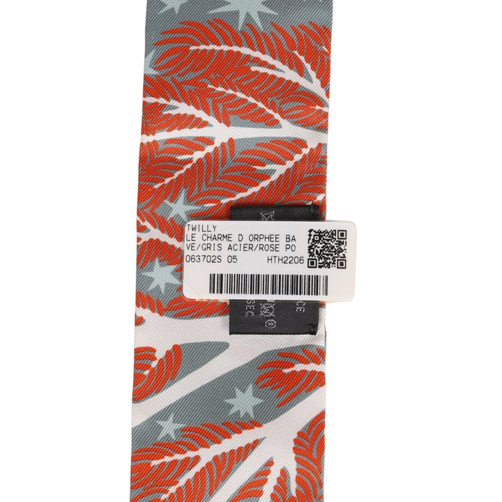 Top quality Hermes "Sous Le Charme D' Orphee" Grey Silk Twilly