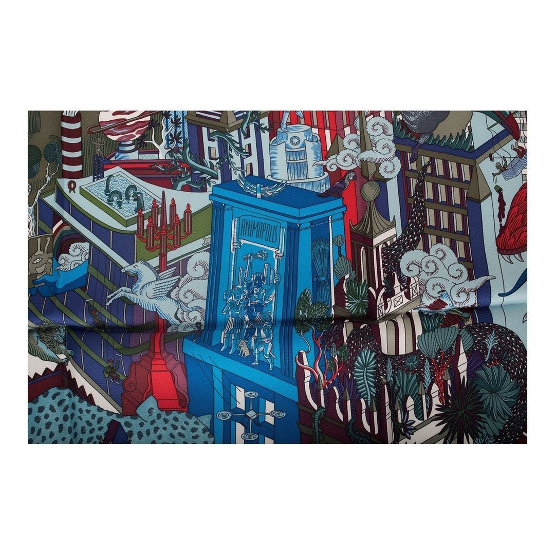 Top quality Hermes "Animapolis" Bordeaux Silk Twill Scarf 90cm