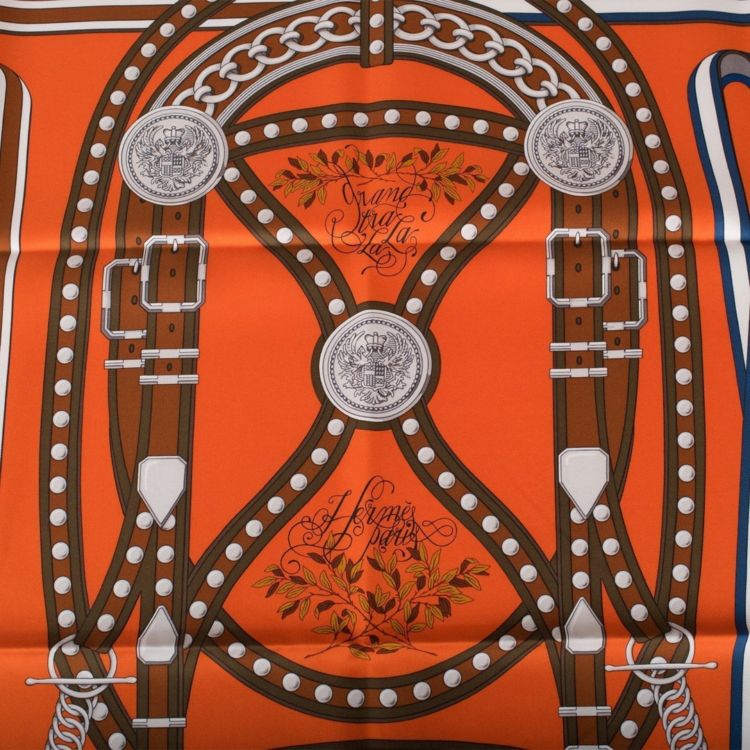 Hermes "Grand Tralala" Potiron Silk Twill Scarf 90cm