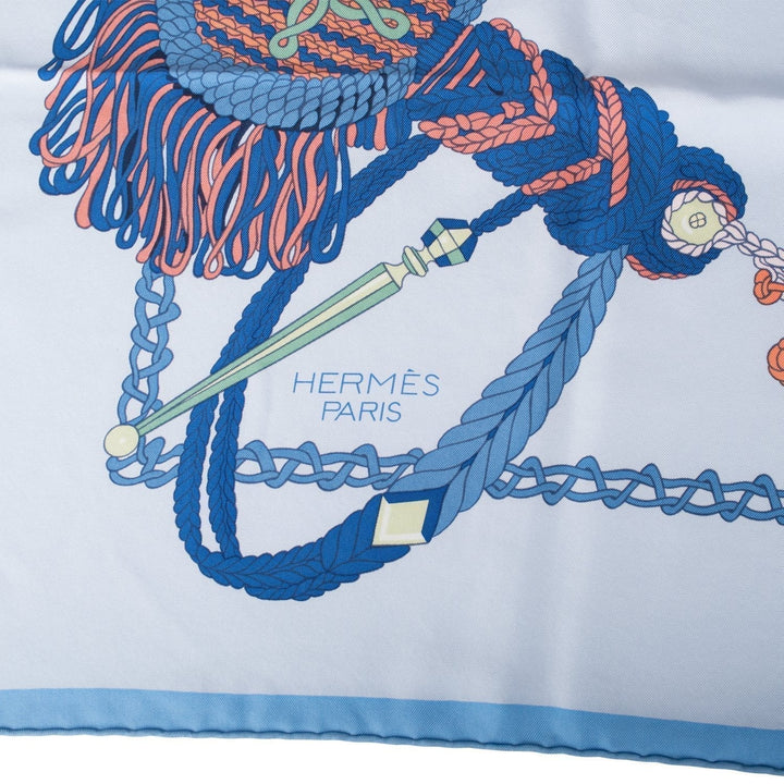 Top quality Hermes "Le Timbalier" Bleu Ciel Silk Twill Scarf 90cm