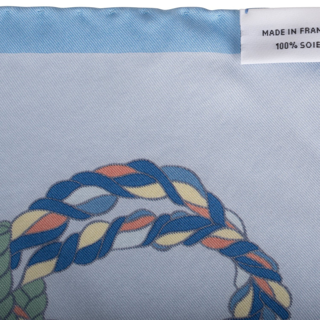 Top quality Hermes "Le Timbalier" Bleu Ciel Silk Twill Scarf 90cm