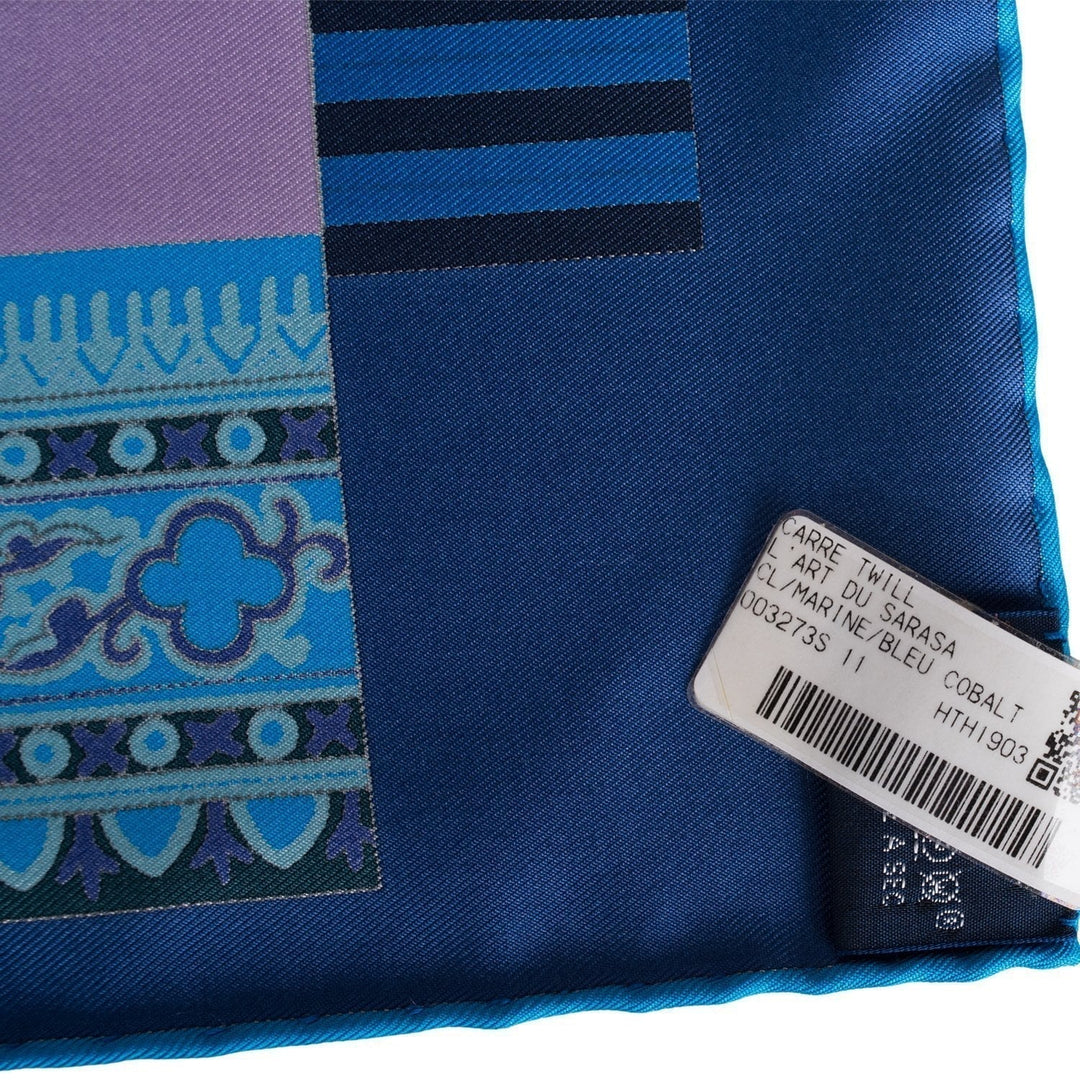 Top quality Hermes "L'Art du Sarasa" Ciel Silk Twill Scarf 90cm