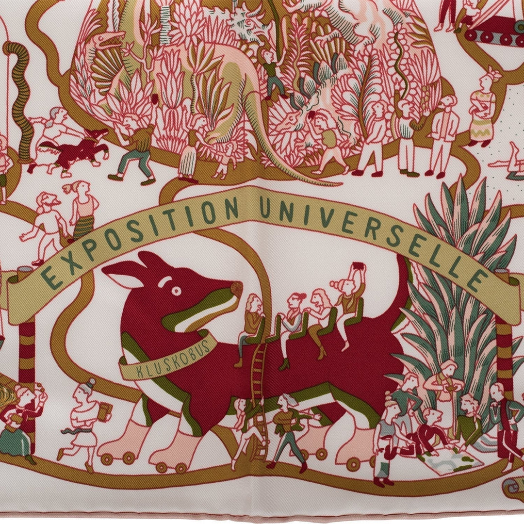 Top quality Hermes "Exposition Universelle" White Silk Twill Scarf 90cm
