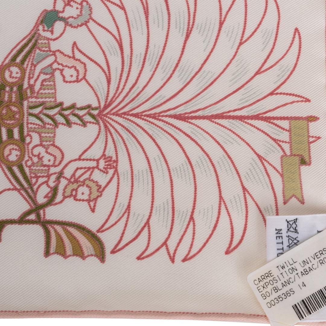 Top quality Hermes "Exposition Universelle" White Silk Twill Scarf 90cm