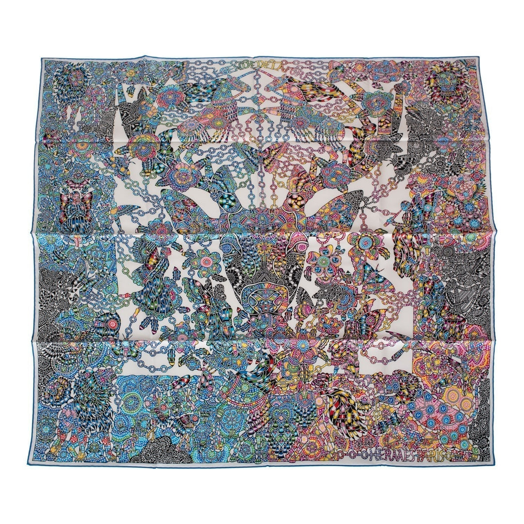 Top quality Hermes "La Legende de la Foret" White Silk Twill Scarf 90cm