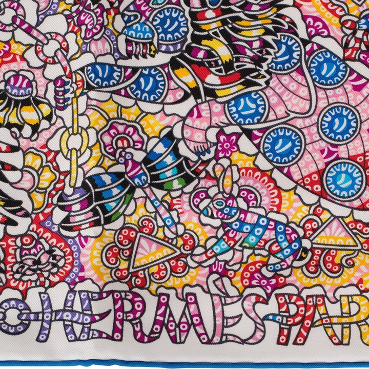 Top quality Hermes "La Legende de la Foret" White Silk Twill Scarf 90cm