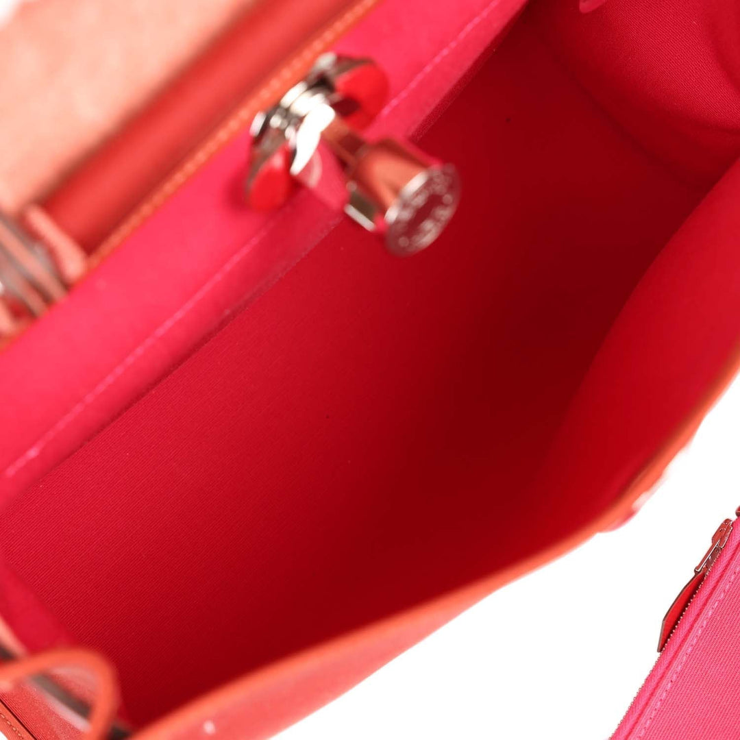 Hermes Herbag Zip 31 Rouge Venetian/Rouge Piment/Rose Extreme Toile H and Vache Hunter Palladium Hardware