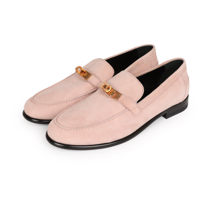 Top quality Hermes Destin Loafer Rose Aube Suede Rose Gold Hardware 38 EU
