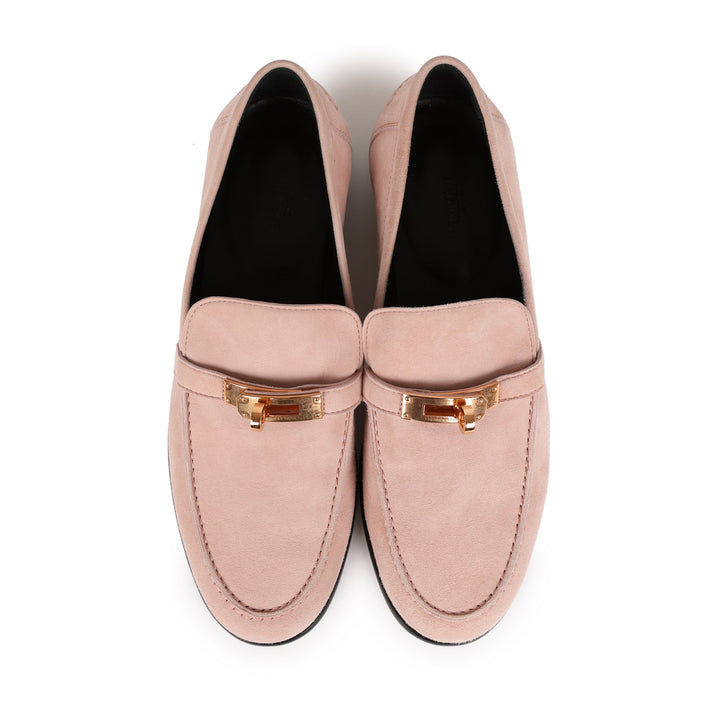 Top quality Hermes Destin Loafer Rose Aube Suede Rose Gold Hardware 38 EU
